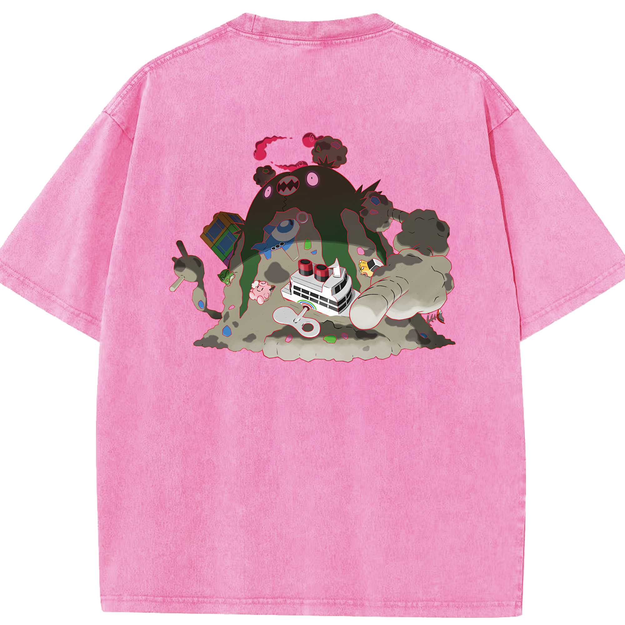 （画像用） ポケットモンスター Pokémon 綿100% ヴィンテージ風 半袖Tシャツ（背面プリント）